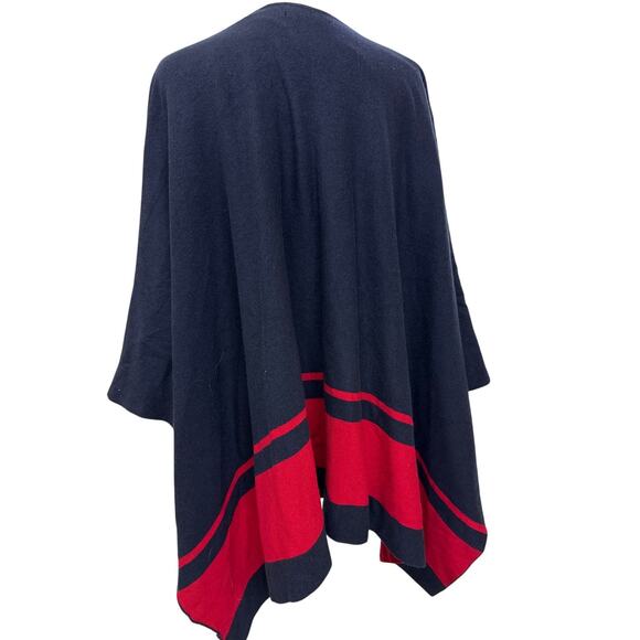Lauren Ralph Lauren Reversible Red/Navy Ruana Cape Size S/M NWT - Picture 3 of 10